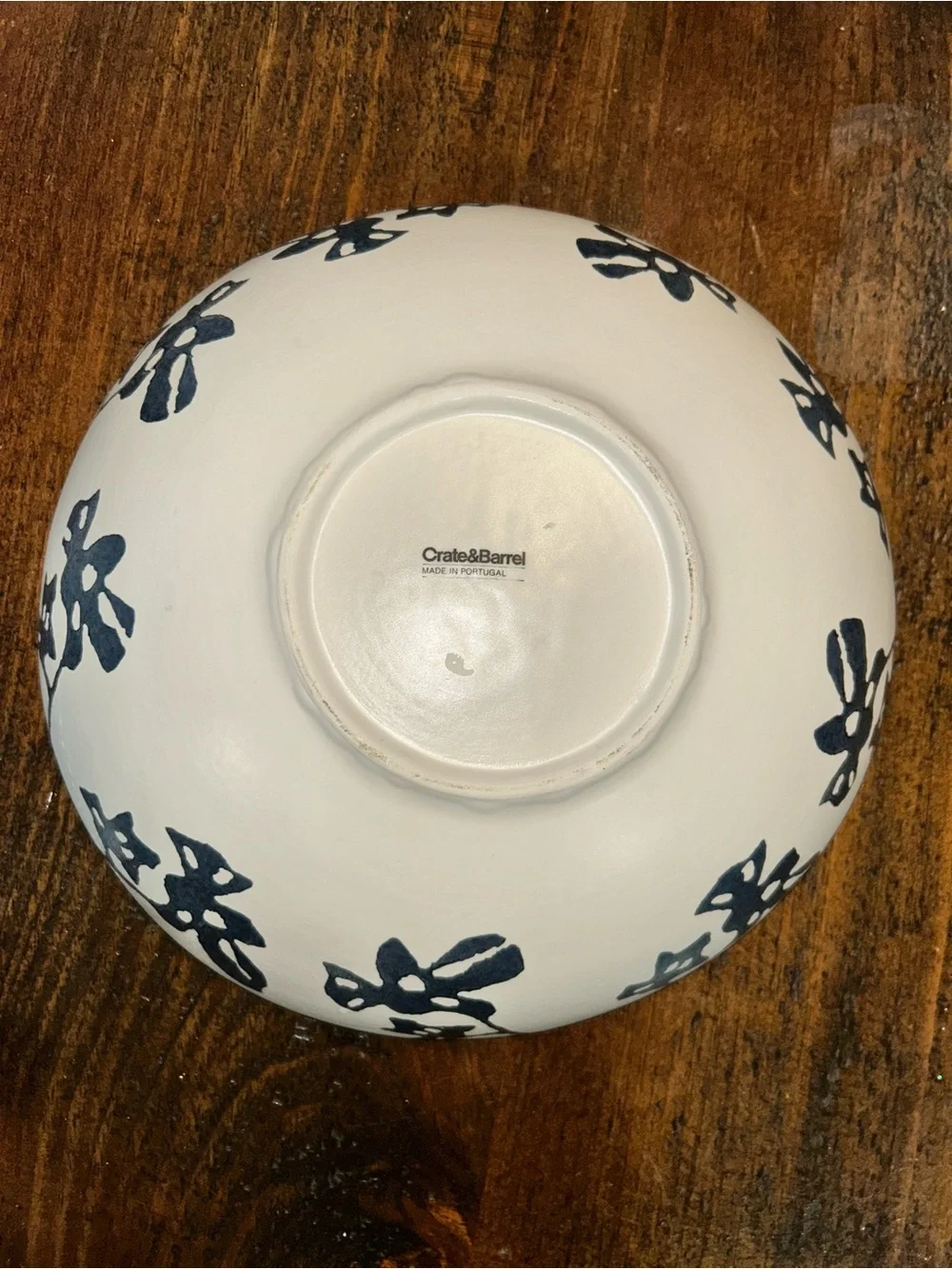 Crate & Barrel Midnight Botanical Large Round Serving Bowl 12